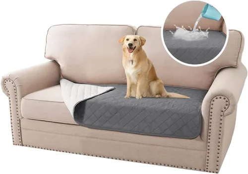 Vista 8 de H.VERSAILTEX Fundas de sofá de 2 plazas para perros, 100 % impermeables, con correas elásticas para mascotas y gatos (sofá biplaza, marrón)