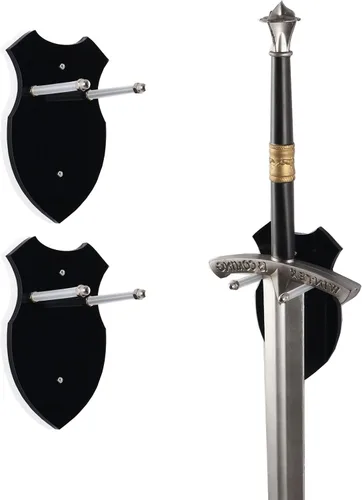 Vista 8 de Soporte de pared vertical de acrílico negro para espada, soporte para espada para 1 espada, katana o hacha, soporte resistente para espada