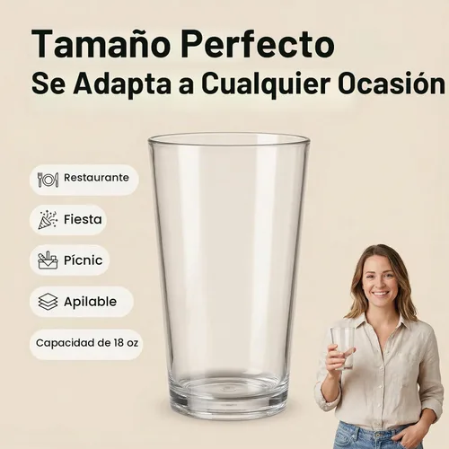 Vista 4 de AOYITE Vasos de plástico de 18 onzas para jugo de agua, aptos para lavavajillas, sin BPA, juego de 6 vasos de alta calidad