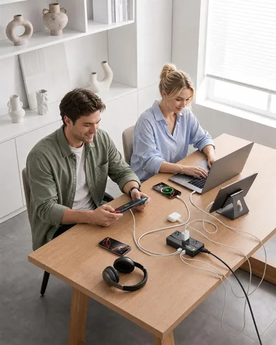 Vista 9 de BESTEK Convertidor de corriente de 250 W de 3 salidas y 4 puertos USB Transformador de voltaje de viaje 220V a 110V con adaptadores de enchufe