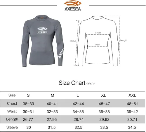 Vista 6 de AXESEA - Camiseta de natación para hombre de manga larga con protección solar UPF 50+