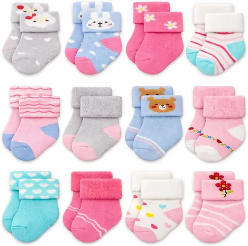 Vista 16 de RATIVE Baby Socks Soft Terry Turn Cuff For Newborns (0-6 Months)