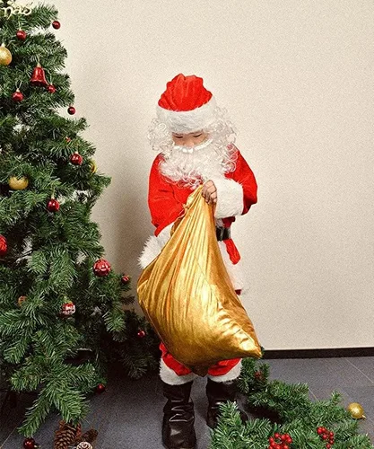 Vista 5 de Disfraz de Papá Noel para niños, 9 piezas, terciopelo de lujo, traje de Navidad para niños y niñas, vestido de fiesta de cosplay de Navidad