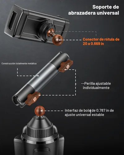 Vista 3 de A2C Soporte para iPad para portavasos de coche, brazo Tri-Pivot de aleación de aluminio de 5.5" Heavy-Duty Tablet Mount for Car Truck, Road Trip