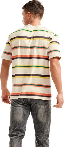 Vista 5 de KLIEGOU Camiseta a rayas con cuello redondo y ajuste holgado para hombre