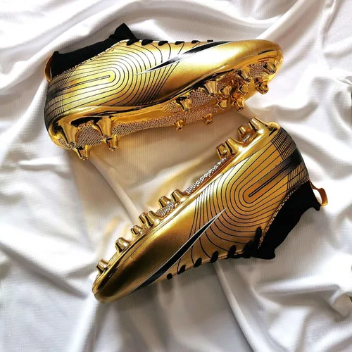 Vista 3 de Botines de fútbol de grado profesional botas de fútbol unisex de alta calidad con picos y suelas de suela dorada para entrenamiento en exteriores e