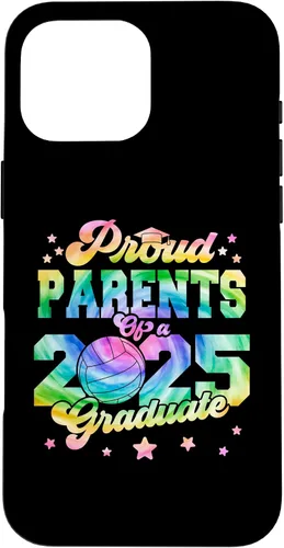 Vista 19 de iPhone 16 Parents of a 2025 Graduate Tie Dye Graduation VolleyBall Case