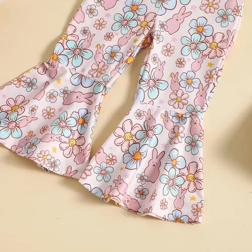 Vista 6 de Hantleiftov Traje de Pascua para bebé, sin mangas, con estampado de huevo de conejo, con correa, parte inferior acampanada, ropa de verano