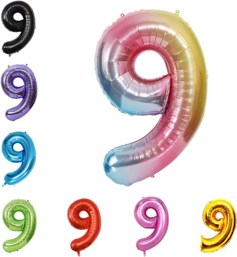 Vista 108 de Globo grande de helio con números 0-9 de 40 pulgadas para cumpleaños, bodas y fiestas (rojo, 9)