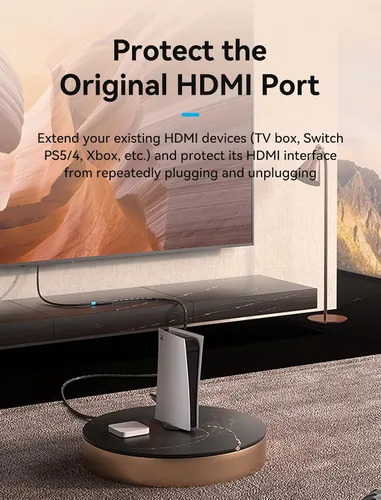 Vista 5 de VENTION Cable de extensión HDMI 4K, extensor HDMI de 1.6 pies macho a hembra, cable adaptador de alta velocidad compatible con Roku TV Stick PS5 PS4