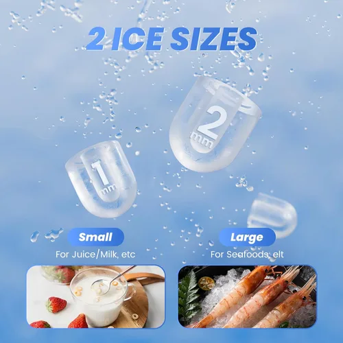 Vista 2 de NEWBULIG Encimera para hacer hielo con asa, máquina de hielo portátil, 9 cubos de hielo en 6 minutos, 26 libras en 24 horas, limpieza automática