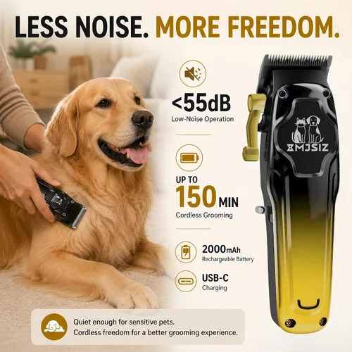 Vista 3 de Cortapelos para perros para cabello grueso, kit de aseo inalámbrico