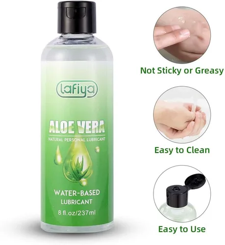 Vista 5 de Lafiya Lubricante personal de aloe, lubricante orgánico a base de agua de larga duración para sexo, lubricante sexual para pieles sensibles, 8