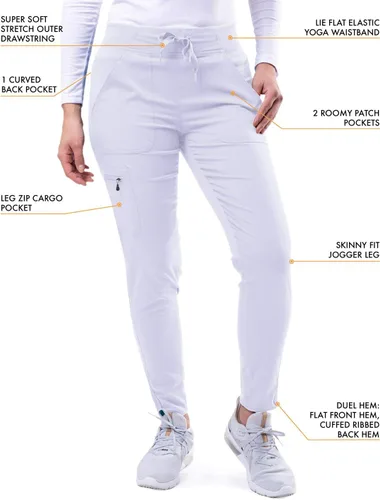 Vista 4 de Adar Pro Flawless Plus - Conjunto de uniforme médico para mujer, parte superior con cuello en V y pantalones deportivos