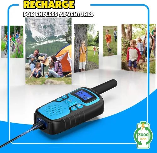 Vista 4 de Wishouse Walkie Talkies para niños y adultos de largo alcance recargable, regalo de cumpleaños de Navidad para niños y niñas de 3, 4, 5, 6, 7, 8, 9