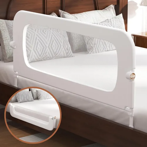 Vista 8 de FigTime Baranda de cama para niños pequeños, protector de baranda de cama de bebé para niños, barandas de cama para niños pequeños con ajuste