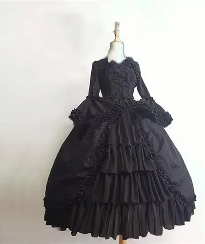 Vista 2 de Attine Vestidos de lolita renacentista para mujer, disfraz medieval de Halloween, corte victoriano, fiesta de baile, ropa rococó irlandesa
