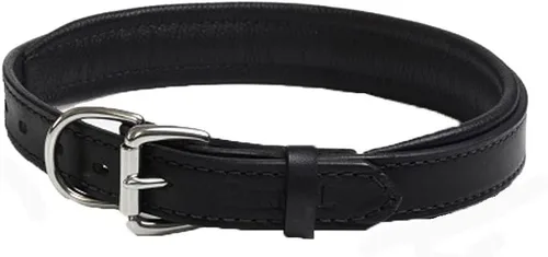 Vista 14 de Perri's Collar de perro de cuero acolchado en colores metálicos y no metálicos Negro/Negro