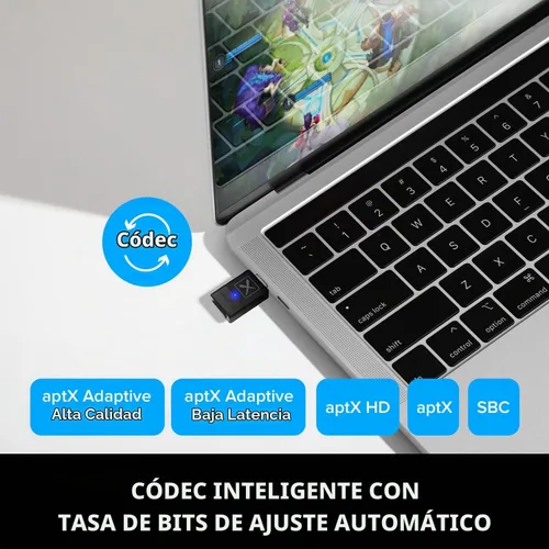 Vista 2 de Creative BT-W5 Transmisor de audio Bluetooth 5.3 inteligente con aptX Adaptive, audio de alta resolución de 24 bits / 96 kHz, función de cambio