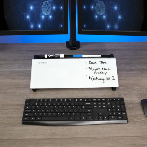 Vista 5 de VIVO DESK-WB16D - Pizarra blanca de escritorio de cristal de 16 x 7 pulgadas con ranura para marcador y almacenamiento abierto, superficie blanca