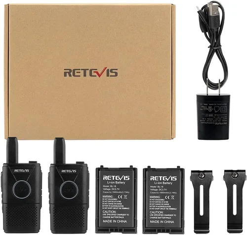 Vista 7 de Retevis Walkie Talkies recargables RT18, radios portátiles FRS bidireccionales, PTT dual, VOX, clip de metal, pequeño mini walkie-talkie