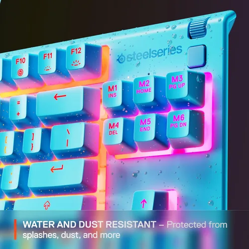 Vista 4 de SteelSeries Apex 3 TKL Aqua RGB Gaming Keyboard — Tenkeyless Compact Form Factor — 8-Zone RGB Illumination — Water and Dust Resistant