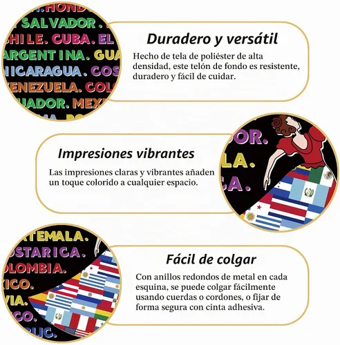 Vista 3 de Fondo del Mes de la Herencia Hispana 71 × 43 pulgadas Decoración de aula