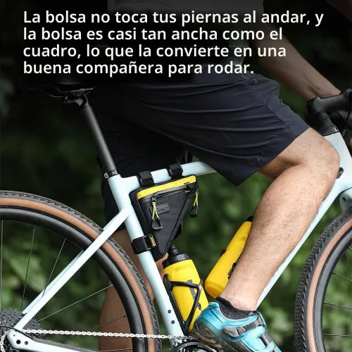 Vista 2 de Rhinowalk Bolsa de Marco Frontal de Bicicleta Bolsa Bajo Tubo Superior Triangular Accesorios de Ciclismo de 1.7L de Nylon Ligero para Bicicleta