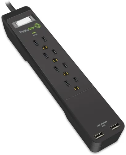 Vista 2 de TS1206 - Protector de sobretensiones serie PRO de 4 tomas con 2 puertos de carga USB, 1080 julios, cerámica, protección contra sobretensiones