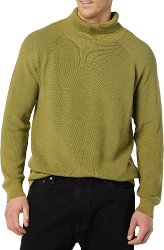 Vista 3 de Tienda Essentials Suéter de cuello alto de punto acanalado 100% algodón para hombre