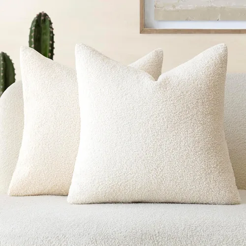 Vista 10 de Foindtower Paquete de 2 fundas de cojín decorativas de pelo sintético rizado, suave y mullida, con cremallera, acogedora funda de almohada