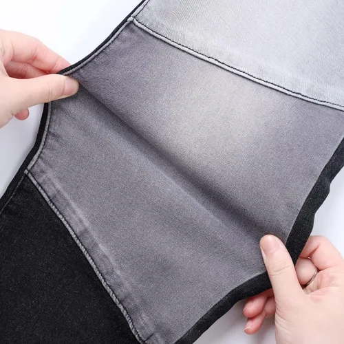Vista 5 de vanberfia - Pantalones elásticos de cintura media para mujer, diseño retazos de mezclilla