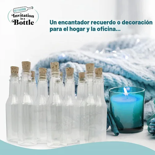 Vista 8 de Invitación en una botella, botellas de plástico y corchos para invitaciones de mensajes de botella, anuncios, manualidades, recuerdos de fiesta