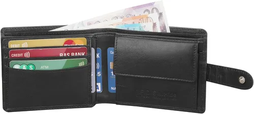Vista 4 de Starhide Cartera de cuero italiano VT con bloqueo RFID para hombre, 1212, Negro -, Cartera RFID