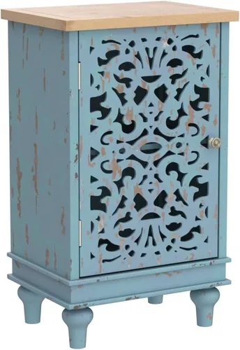 Vista 5 de PHI VILLA Gabinete de Almacenamiento Decorativo Pequeño con Puerta Individual - Mesa de Noche Decorativa para Sala de Estar Dormitorio, Mesa Lateral