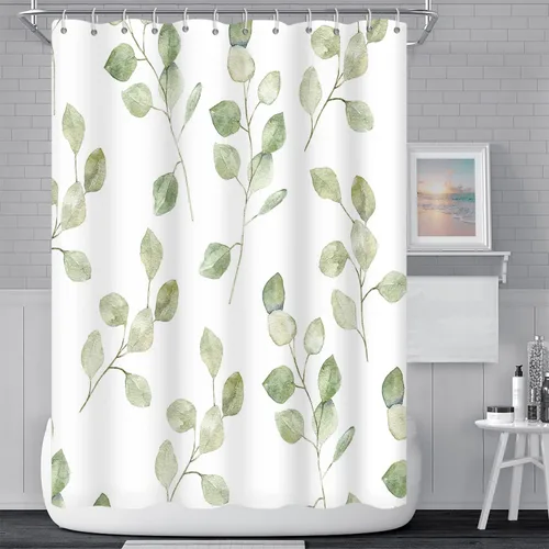 Vista 10 de Cortina de Ducha Floral Bohemia Negra Flores de Mediados de Siglo Botánica Moderna Elegante Estética Cortina de Ducha para Decoración de Baño