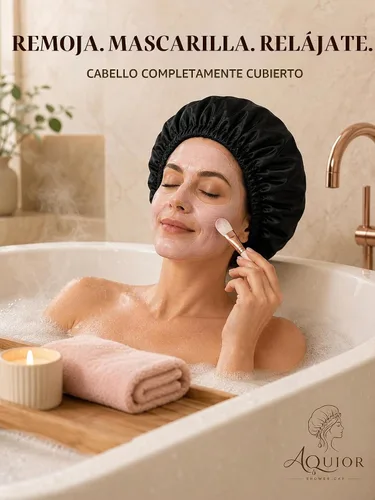 Vista 6 de Aquior Gorro de ducha reutilizable para mujeres, hombres, gorra de pelo impermeable, tamaño grande para cabello largo, trenzas, rizado o corto