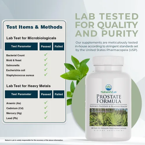 Vista 3 de Nature's Lab Fórmula de próstata - Apoya la salud de la próstata y la vejiga - 180 Cápsulas