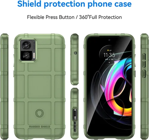 Vista 2 de Funda delgada para Motorola Edge 30 Neo/Edge 30 Lite, resistente con protección de grado militar a prueba de golpes, color verde