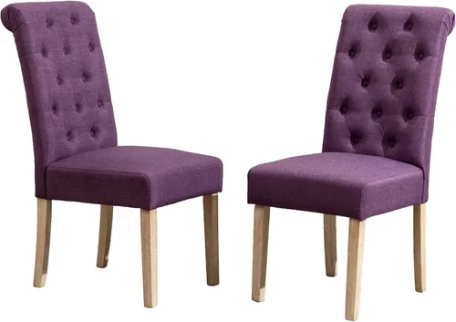 Vista 13 de Roundhill Furniture - Silla de comedor parsons de madera maciza costumbrista y tapizado estilo capitoné (juego de 2), azul