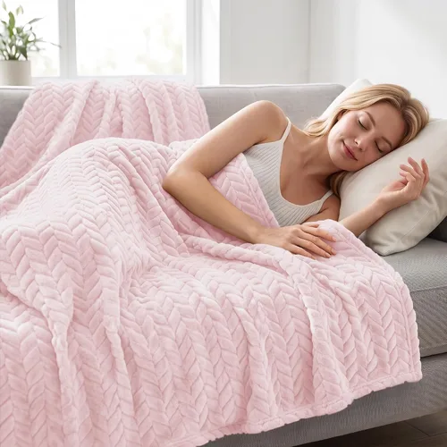 Vista 6 de Exclusivo Mezcla Manta de forro polar para sofá, 50 x 70 pulgadas, rosa Rosa claro