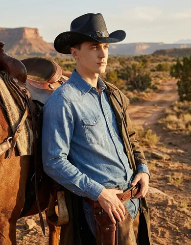 Vista 2 de thuizen Sombrero de vaquero de paja con corona de ganadero occidental para hombre y mujer