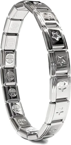 Vista 8 de Dolceoro brazalete de dijes italianos tradicionales de 9 mm, con eslabones modulares entrelazados de acero inoxidable - Personalizar *Corazón