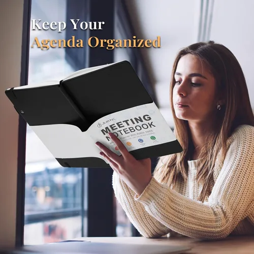 Vista 6 de JUBTIC Cuaderno de reuniones para el trabajo con artículos de acción, planificador de proyectos para oficina y negocios, toma de notas, suministros
