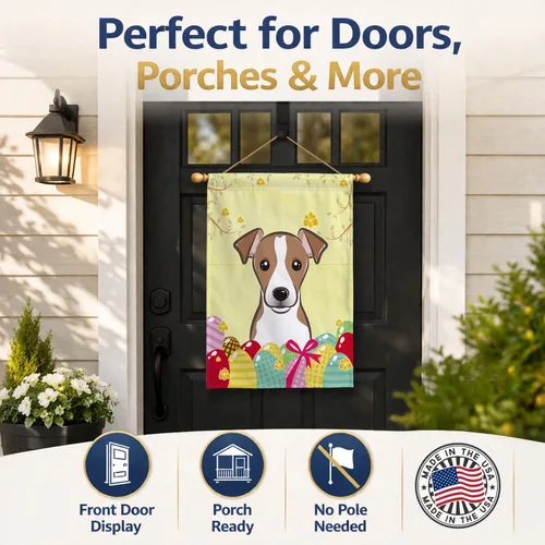Vista 409 de Caroline's Treasures BB1923GF Bandera decorativa para jardín con diseño de Border Collie, para caza de huevos de Pascua, para jardín, jardín, patio