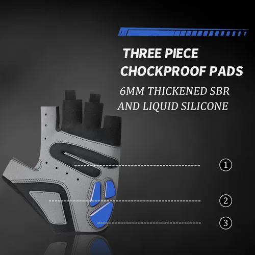 Vista 2 de Guantes de ciclismo, guantes de ciclismo acolchados de gel para hombres, antideslizantes, absorben los golpes, ligeros y transpirables, diseño