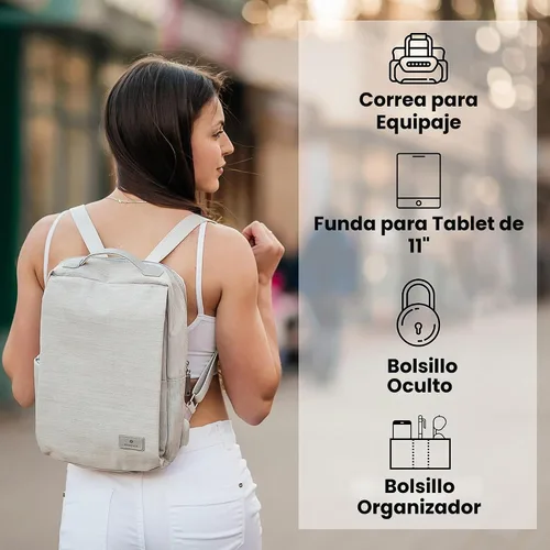 Vista 3 de Nordace Siena II Mini mochila inteligente para uso diario con puerto de carga USB, resistente al agua, elegante mochila para portátil para tareas