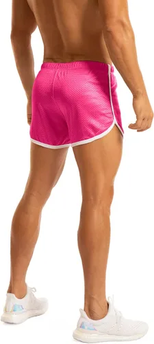 Vista 4 de Ouber Pantalones cortos ajustados para hombre, culturismo, entrenamiento, gimnasio, correr, pantalones cortos de levantamiento ajustados