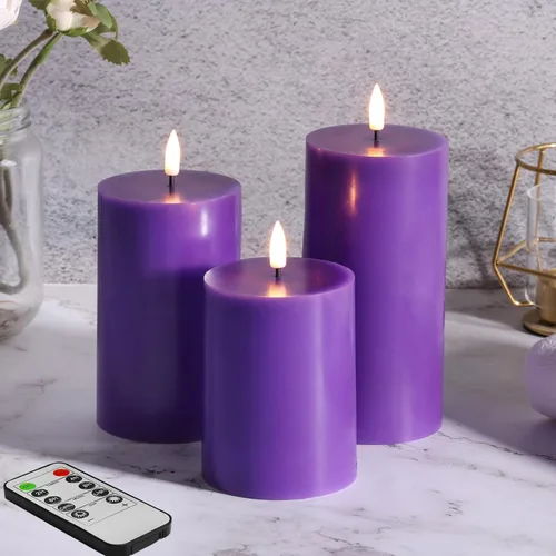 Vista 11 de Velas de pilar blancas sin llama con control remoto, velas LED de Halloween que funcionan con pilas, velas eléctricas parpadeantes de cera real