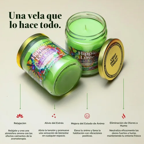 Vista 5 de Smoke Odor Exterminator - Vela en tarro de 13 oz, Hippie Love